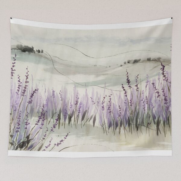 Item preview, Mountain Lavender Field Wall Art – Misty Purple Flowers Alpine Canvas designed and sold by jazzyfunky.
