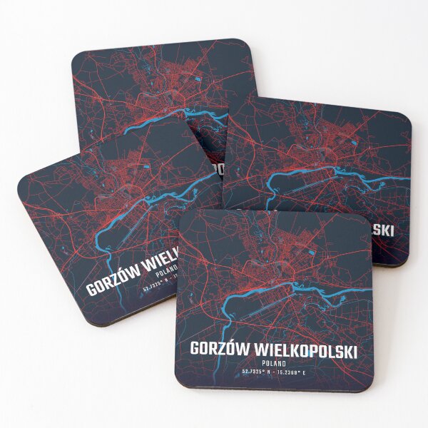 Item preview, Gorzów Wielkopolski Red & Blue Minimalist Map designed and sold by HomeLivingCo.