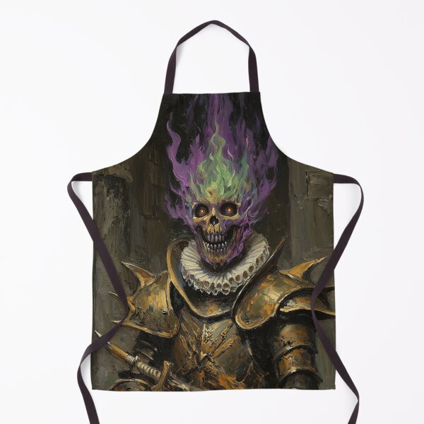 Item preview, The Flaming undead Eldritch Knight fantasy horror haunted house portrait art designed and sold by Vintage Designs +.