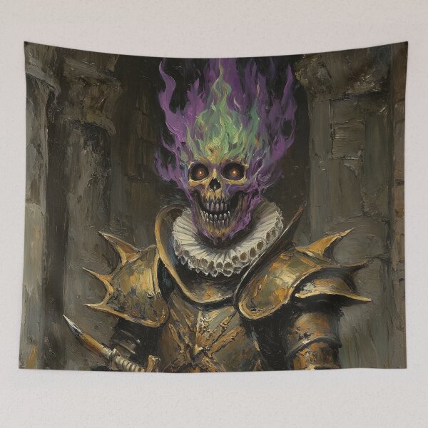 Item preview,  The Flaming undead Eldritch Knight fantasy horror haunted house portrait art designed and sold by Vintage Designs +.