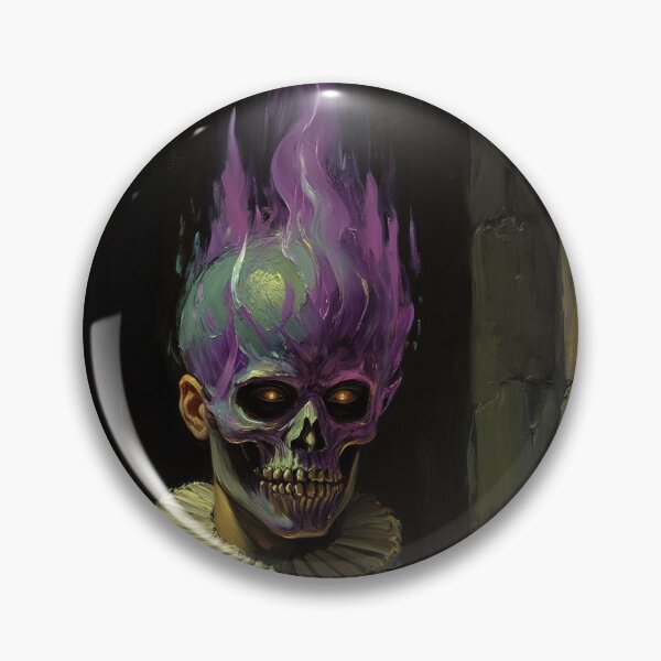 Item preview, The Flaming undead Eldritch Knight fantasy horror haunted house portrait art designed and sold by Vintage Designs +.