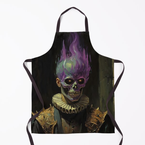 Item preview, The Flaming undead Eldritch Knight fantasy horror haunted house portrait art designed and sold by Vintage Designs +.