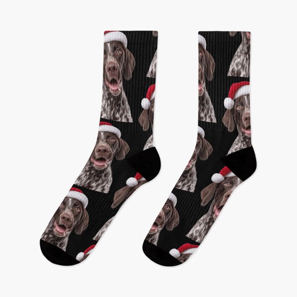 Item preview, German Shorthaired Pointer dog with Christmas Hat – Festive German Shorthaired Pointer Xmas Design designed and sold by LazyOwlStore.