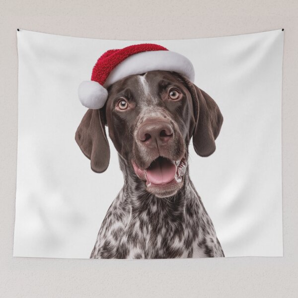 Item preview, German Shorthaired Pointer dog with Christmas Hat – Festive German Shorthaired Pointer Xmas Design designed and sold by LazyOwlStore.