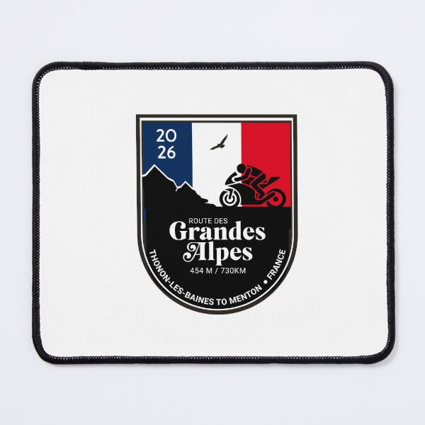 Item preview, Route des Grandes Alpes 2026 Motorcycle Tour Badge, colors of the French flag STICKER OR SHIRT AND MORE designed and sold by designkb.