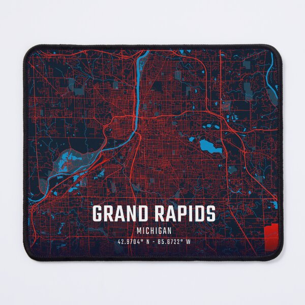 Item preview, Grand Rapids Red & Blue Minimalist Map designed and sold by HomeLivingCo.