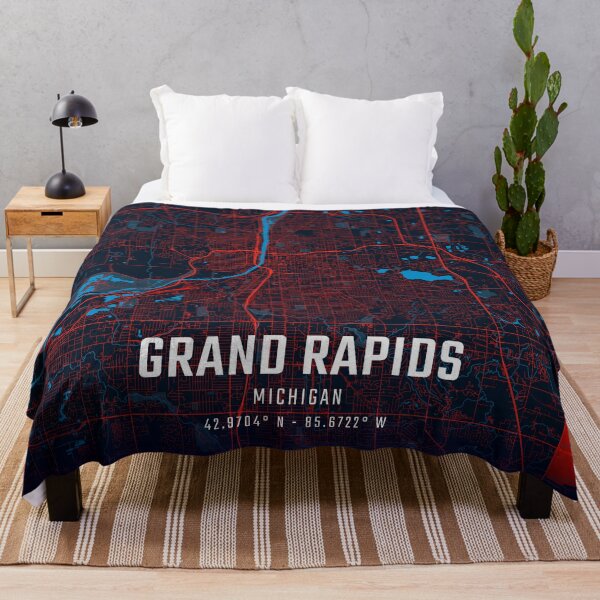 Item preview, Grand Rapids Red & Blue Minimalist Map designed and sold by HomeLivingCo.