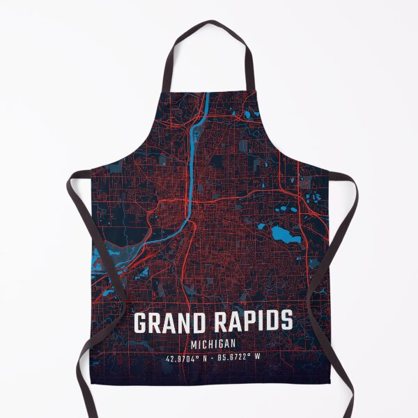 Item preview, Grand Rapids Red & Blue Minimalist Map designed and sold by HomeLivingCo.