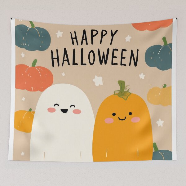 Item preview, Kawaii Halloween Friends – Ghost & Pumpkin designed and sold by BennyPuppy.