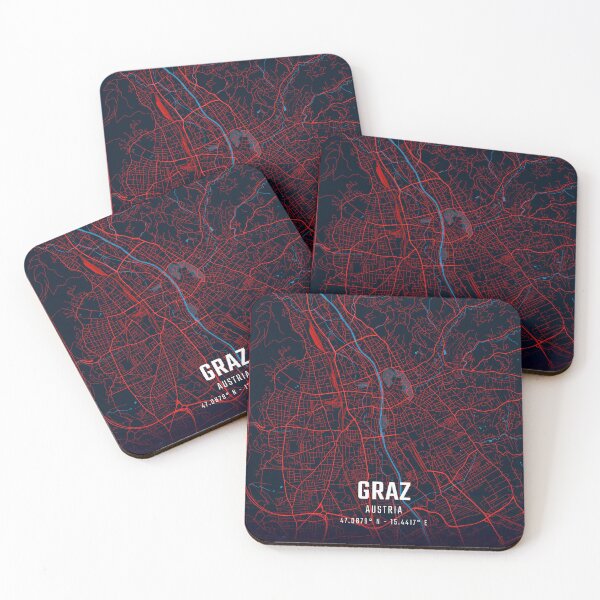 Item preview, Graz Red & Blue Minimalist Map designed and sold by HomeLivingCo.