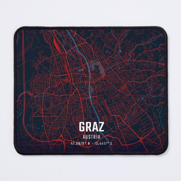 Item preview, Graz Red & Blue Minimalist Map designed and sold by HomeLivingCo.