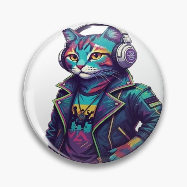 Item preview, Neon DJ Cat – Retro Cyber Vibes designed and sold by FunkyPatakha.
