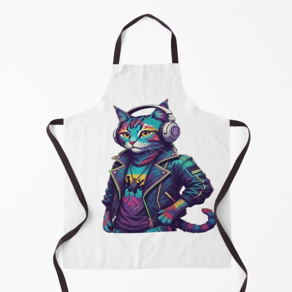 Item preview, Neon DJ Cat – Retro Cyber Vibes designed and sold by FunkyPatakha.