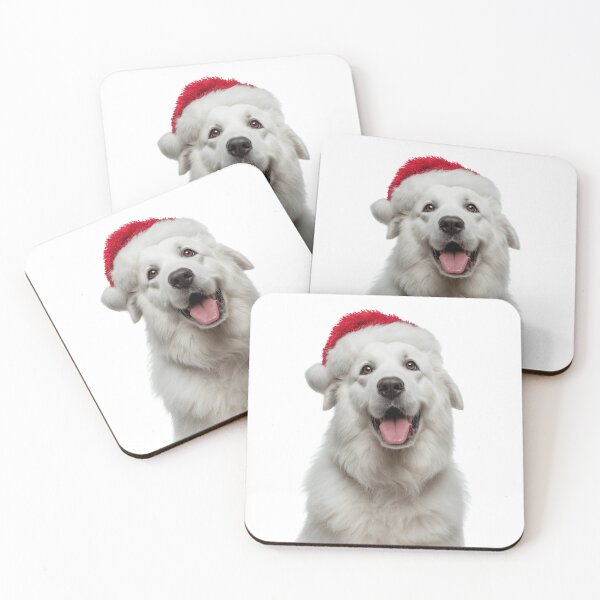 Item preview, Kuvasz dog with Christmas Hat – Festive Kuvasz dog Xmas Design designed and sold by LazyOwlStore.