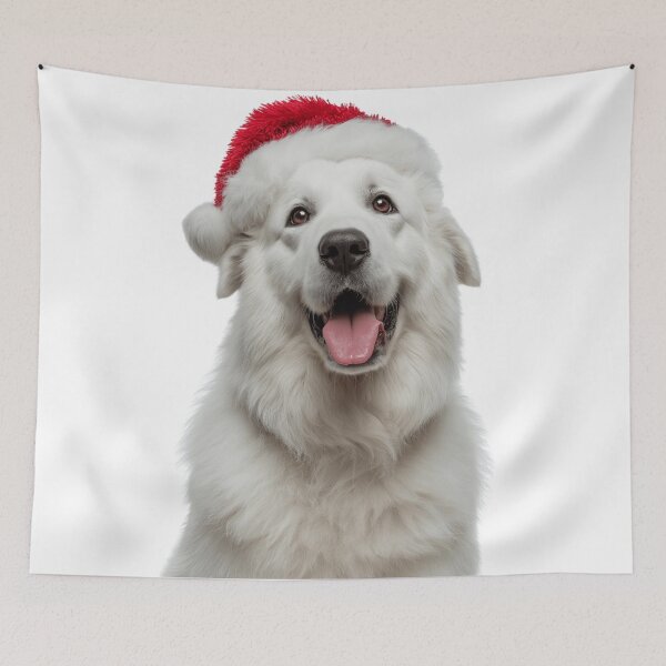 Item preview, Kuvasz dog with Christmas Hat – Festive Kuvasz dog Xmas Design designed and sold by LazyOwlStore.