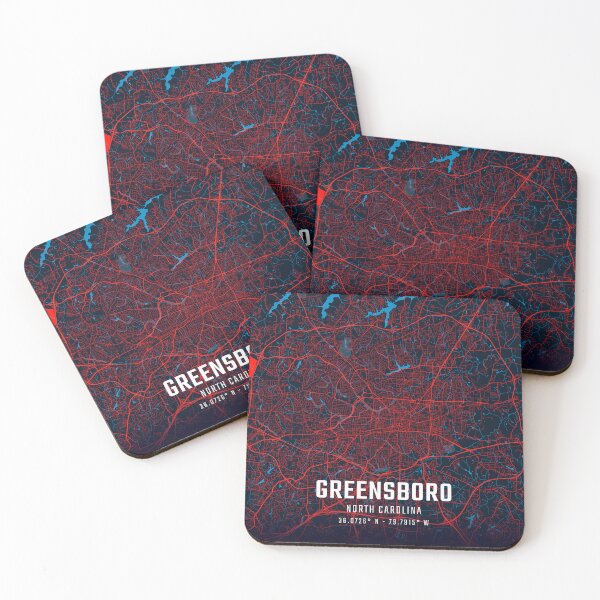 Item preview, Greensboro Red & Blue Minimalist Map designed and sold by HomeLivingCo.