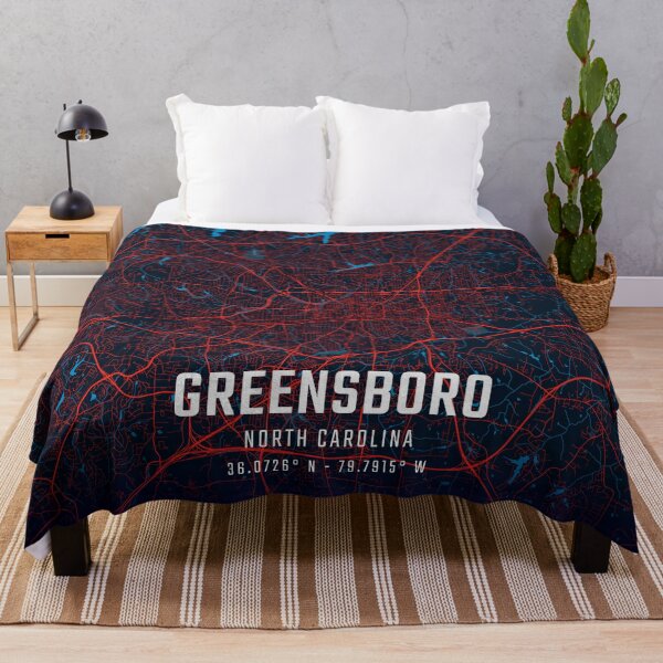 Item preview, Greensboro Red & Blue Minimalist Map designed and sold by HomeLivingCo.