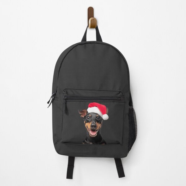 Item preview, Miniature Pinscher dog with Christmas Hat – Festive Min Pin Xmas Design designed and sold by LazyOwlStore.