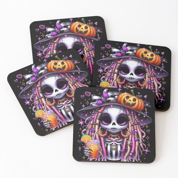Item preview, Mystical Dark-Skinned Girls with Skeleton Souls – Halloween Night Digital Fantasy designed and sold by Lulunza.