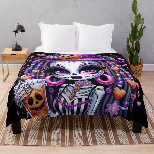Item preview, Spooky Season Magic – Brown Girls with Skeleton Glow and Halloween Spirit designed and sold by Lulunza.