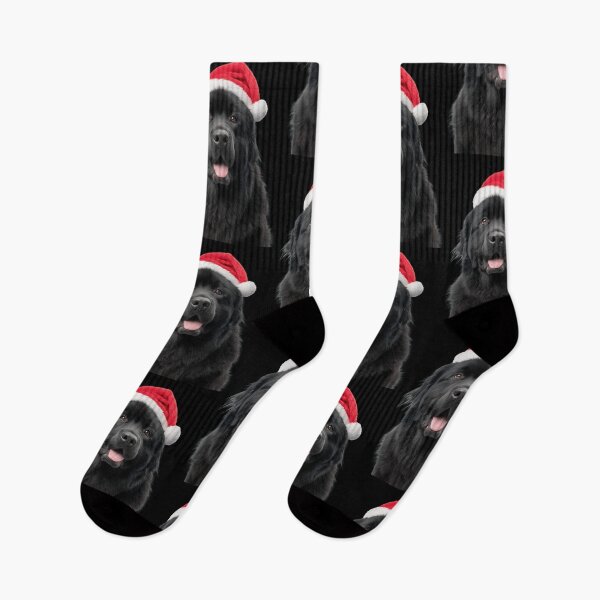 Item preview, Newfoundland dog with Christmas Hat – Festive Newfoundland dog Xmas Design designed and sold by LazyOwlStore.