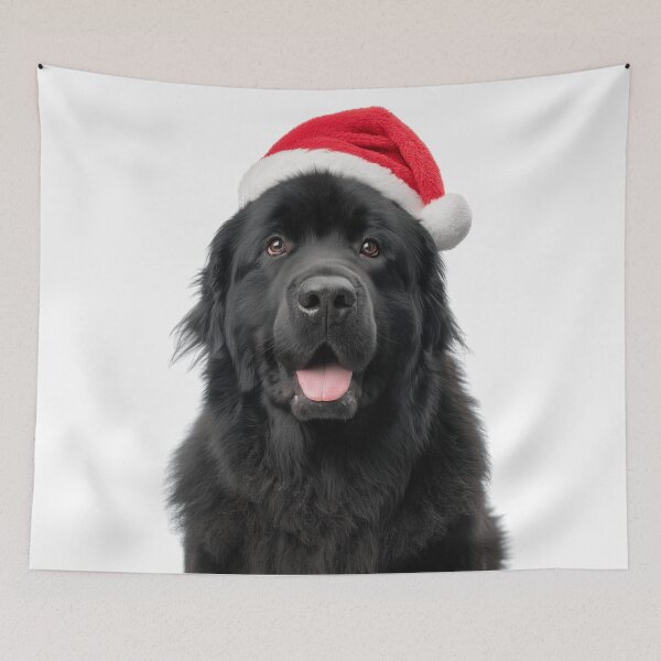 Item preview, Newfoundland dog with Christmas Hat – Festive Newfoundland dog Xmas Design designed and sold by LazyOwlStore.