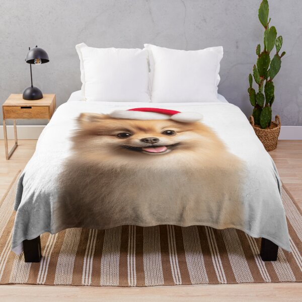 Item preview, Pomeranian dog with Christmas Hat – Festive Pomeranian Xmas Design designed and sold by LazyOwlStore.