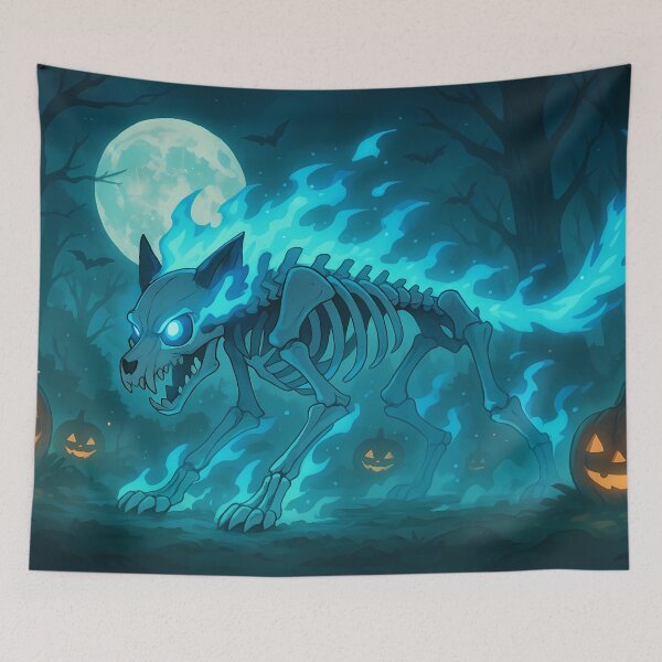 Item preview, Flaming Skeletal Wolf of Halloween Forest designed and sold by NorseDrip.