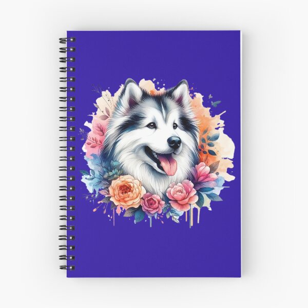 Item preview, A cute and friendly Eskimo dog surrounded by colorful leaves and flowers. designed and sold by Marcoshop10.