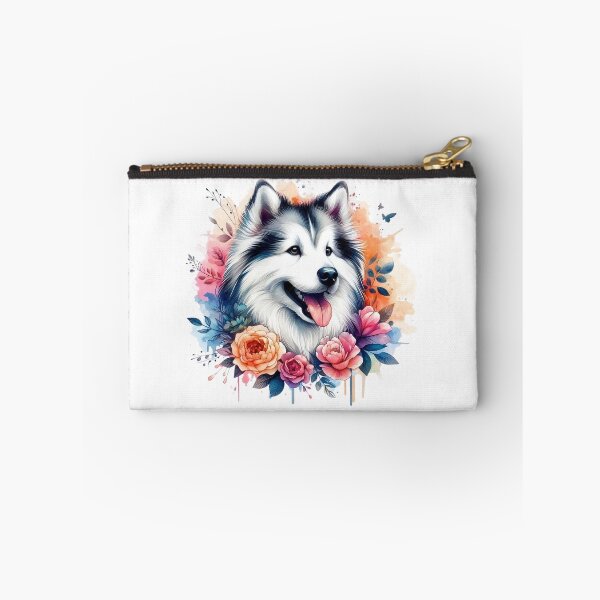 Item preview, A cute and friendly Eskimo dog surrounded by colorful leaves and flowers. designed and sold by Marcoshop10.
