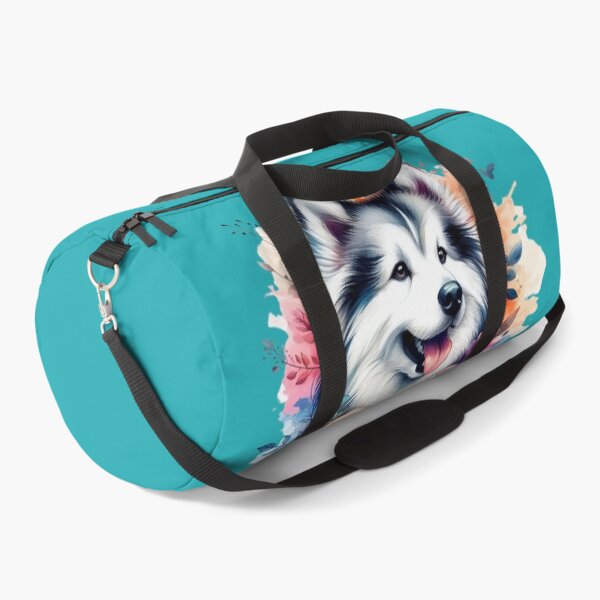 Item preview, A cute and friendly Eskimo dog surrounded by colorful leaves and flowers. designed and sold by Marcoshop10.