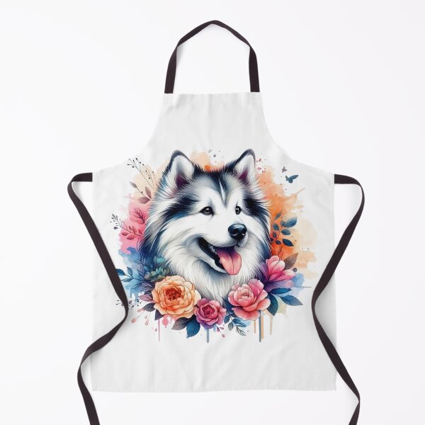 Item preview, A cute and friendly Eskimo dog surrounded by colorful leaves and flowers. designed and sold by Marcoshop10.