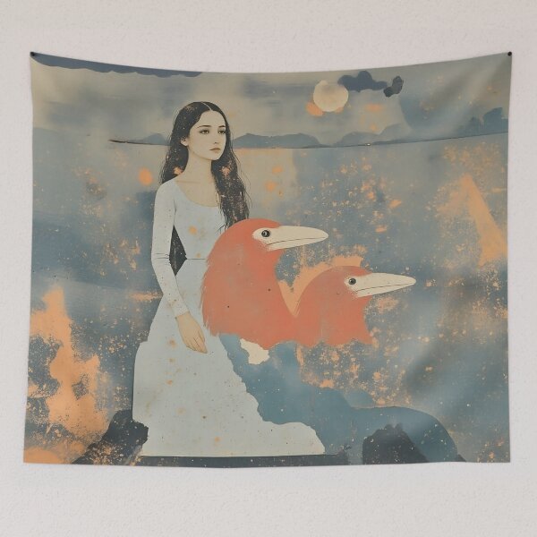 Item preview, Women and birds, abstract design designed and sold by Marcu Ioachim.