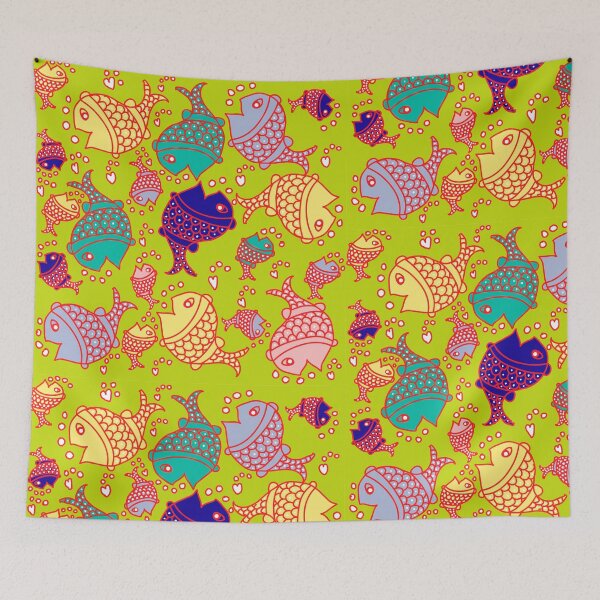 Item preview, Abstract Playful Colorful Fish Pattern | Whimsical Ocean Design designed and sold by Swati's Digital Den.