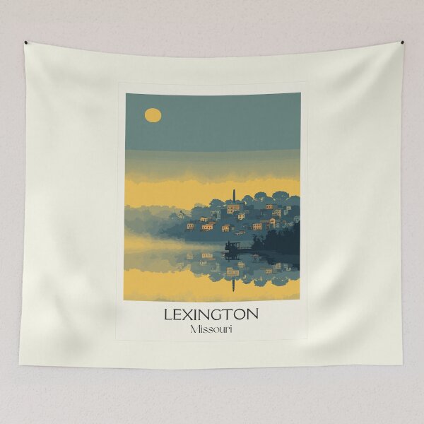 Item preview, Lexington Missouri Vintage Travel Poster | Historic River Town Sunset Art designed and sold by TuncGK.