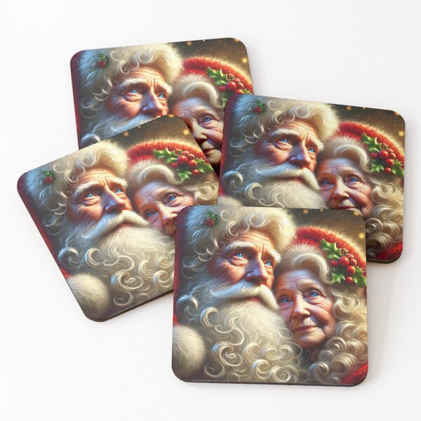 Artikelvorschau, Porträt des älteren Herrn und der älteren Frau Claus – Gesunde klassische Weihnachtskunst entworfen und verkauft von EmeraldeaDesign.