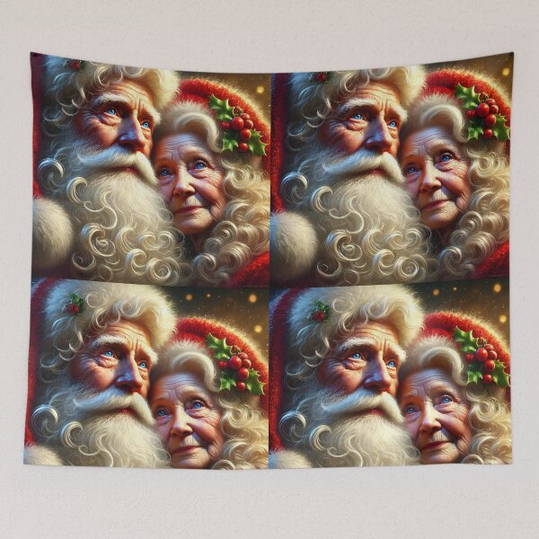 Artikelvorschau, Porträt des älteren Herrn und der älteren Frau Claus – Gesunde klassische Weihnachtskunst entworfen und verkauft von EmeraldeaDesign.