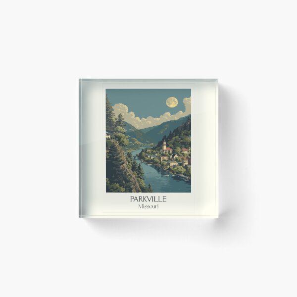 Item preview, Parkville Missouri Vintage Travel Poster | Historic River Town Art Print | KC Area Decor designed and sold by TuncGK.