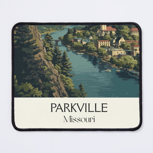 Item preview, Parkville Missouri Vintage Travel Poster | Historic River Town Art Print | KC Area Decor designed and sold by TuncGK.