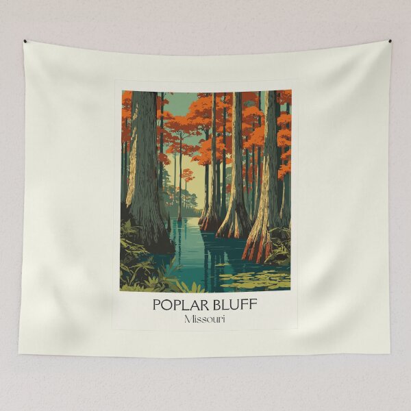 Item preview, Poplar Bluff Missouri Vintage Poster | Cypress Swamp Scenery Art Print | Southeast MO Decor designed and sold by TuncGK.
