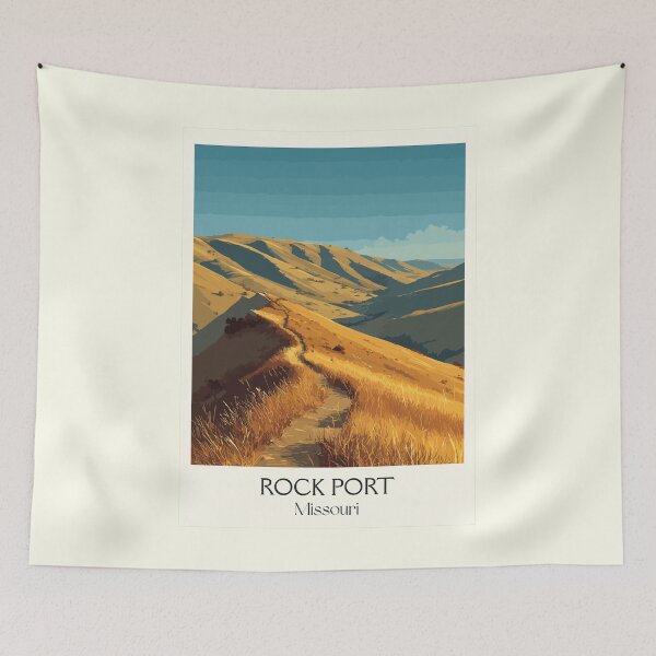 Item preview, Rock Port Missouri Vintage Travel Poster | Loestra Bluffs Art Print | Western Scenery Decor designed and sold by TuncGK.