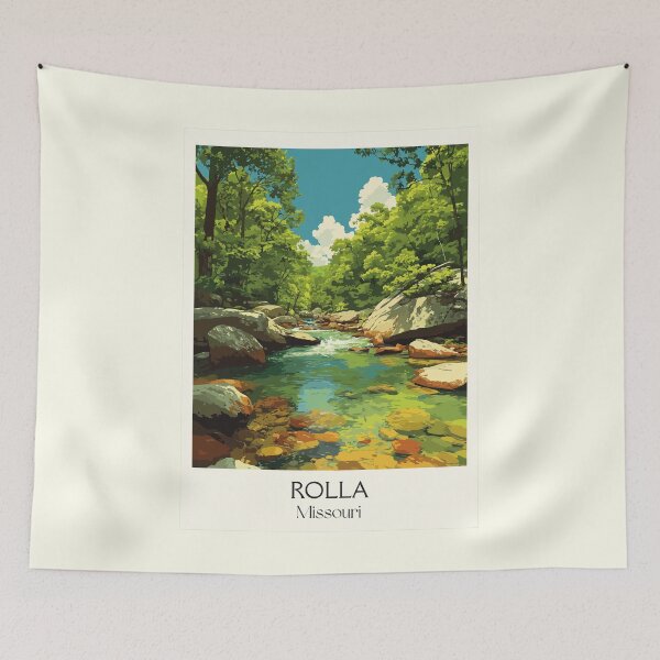 Item preview, Rolla Missouri Vintage Travel Poster | Ozark Stream Art Print | Mark Twain Forest Decor designed and sold by TuncGK.
