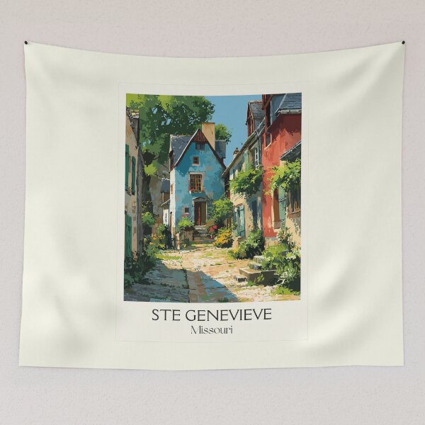 Item preview, Ste. Genevieve Missouri Vintage Travel Poster | Historic French Colonial Art Print | Quaint Town Decor designed and sold by TuncGK.