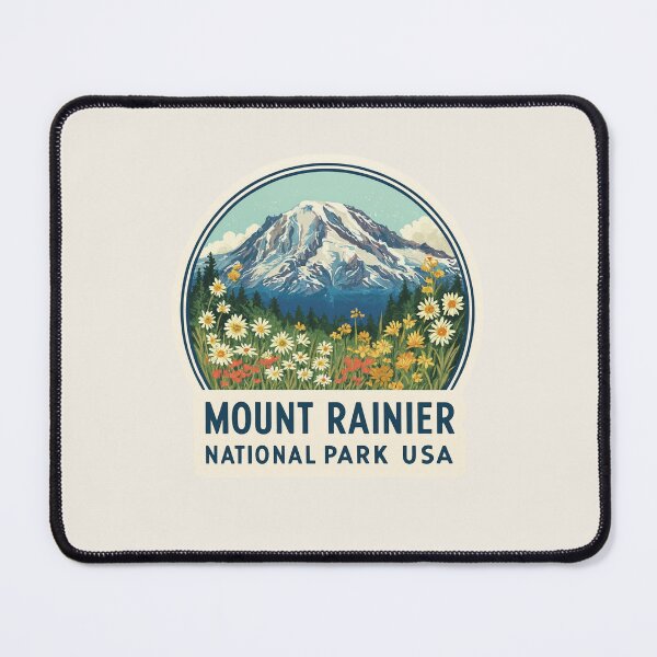 Item preview, Mount Rainier National Park USA Vintage Travel Sticker - Retro Mountain & Wildflowers designed and sold by Blurbean.