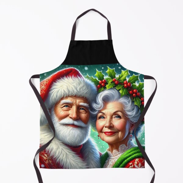 Item preview, Mr and Mrs Claus Portrait – Red Holly Christmas Couple Art designed and sold by EmeraldeaDesign.