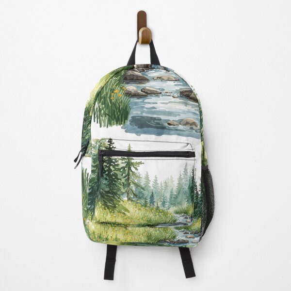 Item preview, Tranquil Forest Stream Watercolour Landscape designed and sold by lovelynong.