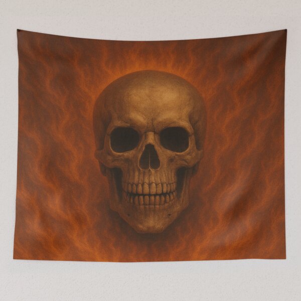 Item preview, Halloween Horror Skull on Fire – Realistic Fiery Skull Art designed and sold by SablePL.