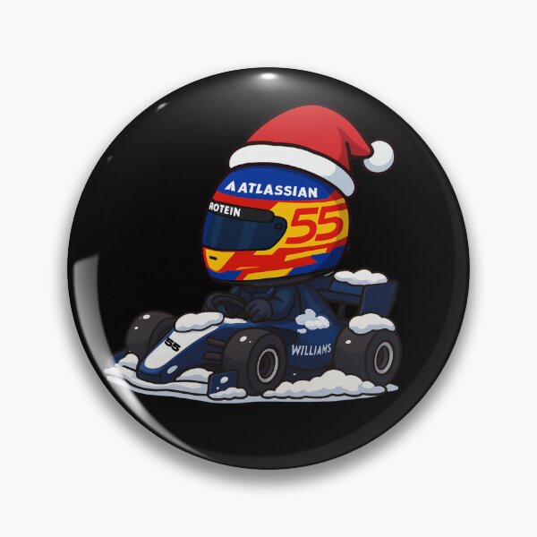 Artikelvorschau, Carlos Sainz Weihnachtsthema Formel 1 Rennen 2025 Aufkleber für F1-Fans entworfen und verkauft von Pink Polar F1.