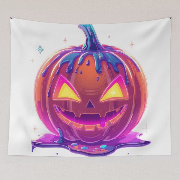 Item preview, Neon Kawaii Pumpkin – Glowing Halloween Art designed and sold by snoezelstudio.