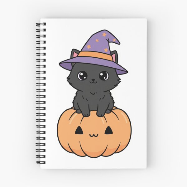Item preview, Cute Black Cat Witch Hat on Pumpkin Kawaii Halloween designed and sold by RainbowandNoon.